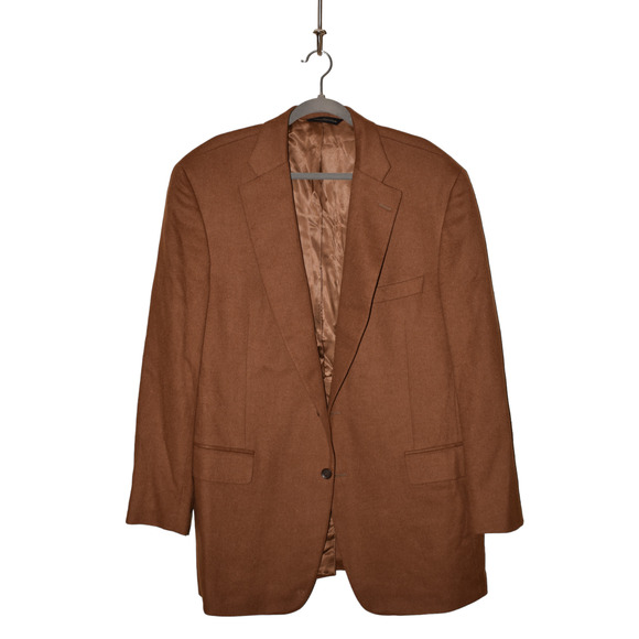 SAMUELSOHN $1195 Wool Silk Cashmere 2 Button Blazer Jacket Brown Men's 44 Long - Picture 2 of 6